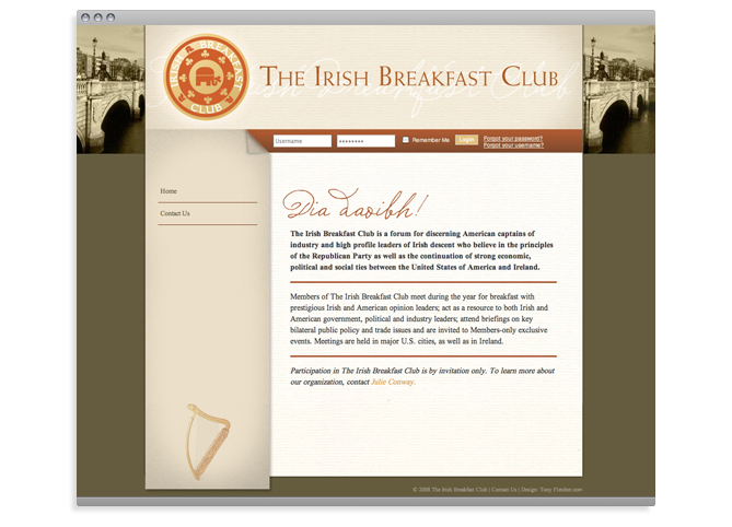 Irish Breakfast Club web site, Irish Breakfast Club.com